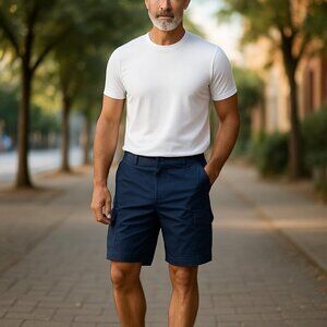 Old Navy Blue Relaxed Fit Preppy Hiking Utility Casual Cargo Shorts Size 36 x 10